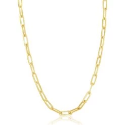 Simona women Sterling Silver 3.2mm Paper Clip Chain - Gold Plated