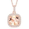 Simona women Sterling Silver Square Morganite CZ with White CZ Border Pendant - Rose Gold Plated 2 Simona women Sterling Silver Square Morganite CZ with White CZ Border Pendant - Rose Gold Plated -Simona shop bdc91dafe00641a69fcce033fafd8195 1080x