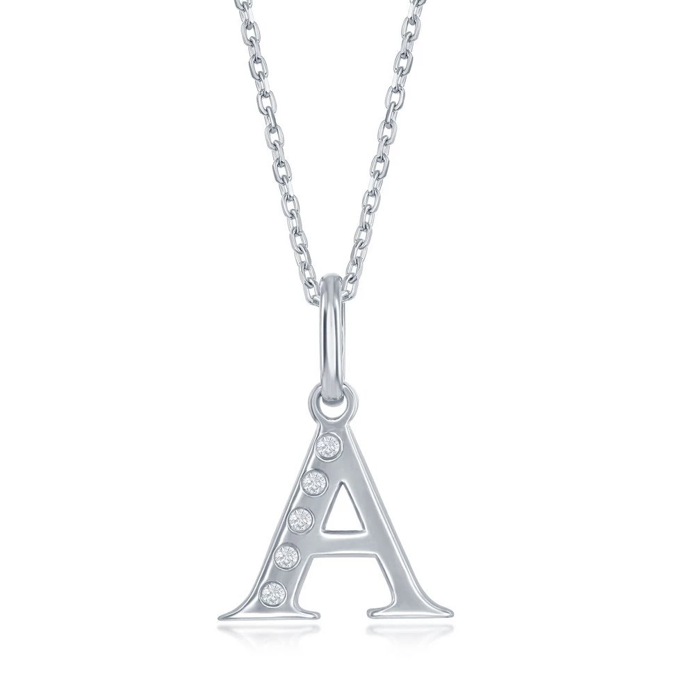 Simona women Sterling Silver 0.03cttw Diamond 'H' Initial Pendant w/Chain 5 Simona women Sterling Silver 0.03cttw Diamond 'H' Initial Pendant w/Chain - Image 3