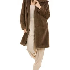women Donna Karan Hooded Plush Coat