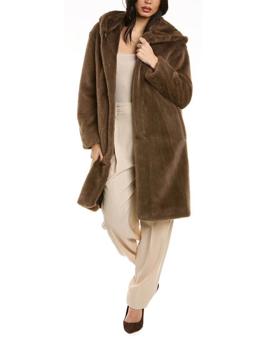 women Donna Karan Hooded Plush Coat 3 women Donna Karan Hooded Plush Coat