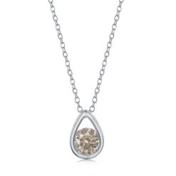 Simona women Sterling Silver Pearshaped Necklace w/Round 'June Birthstone' - Alexandrite
