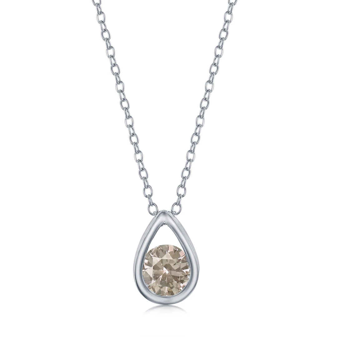 Simona women Sterling Silver Pearshaped Necklace w/Round 'June Birthstone' - Alexandrite 3 Simona women Sterling Silver Pearshaped Necklace w/Round 'June Birthstone' - Alexandrite