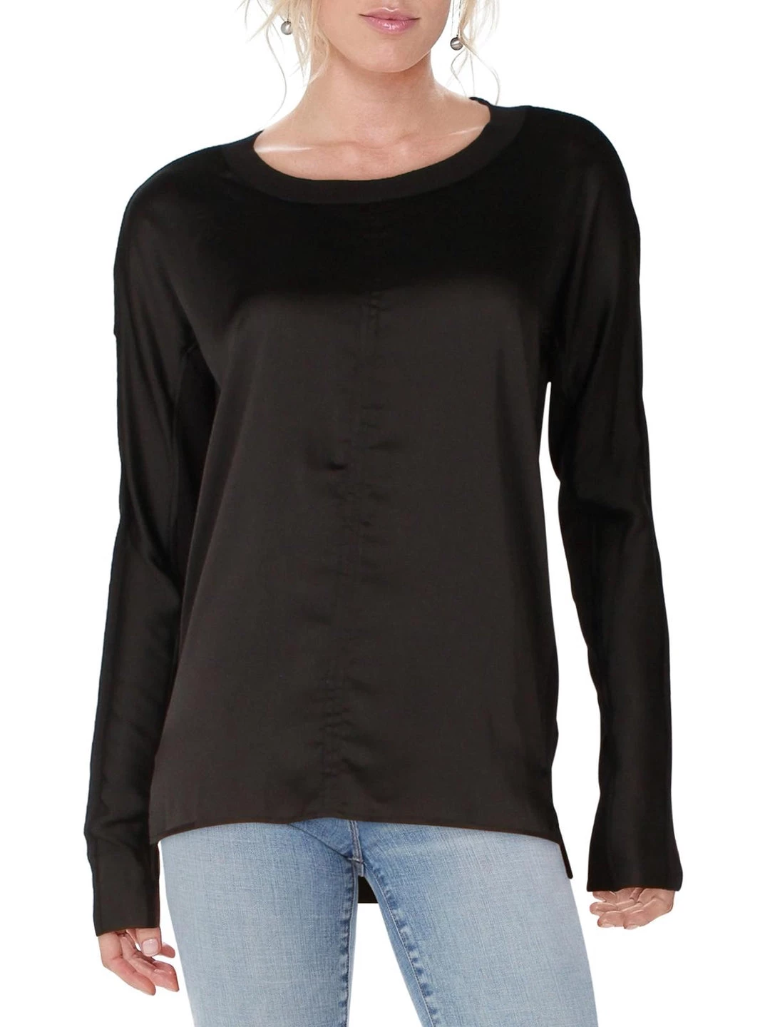Donna Karan Womens T-Shirt Mixed Media Pullover Sweater 3 Donna Karan Womens T-Shirt Mixed Media Pullover Sweater