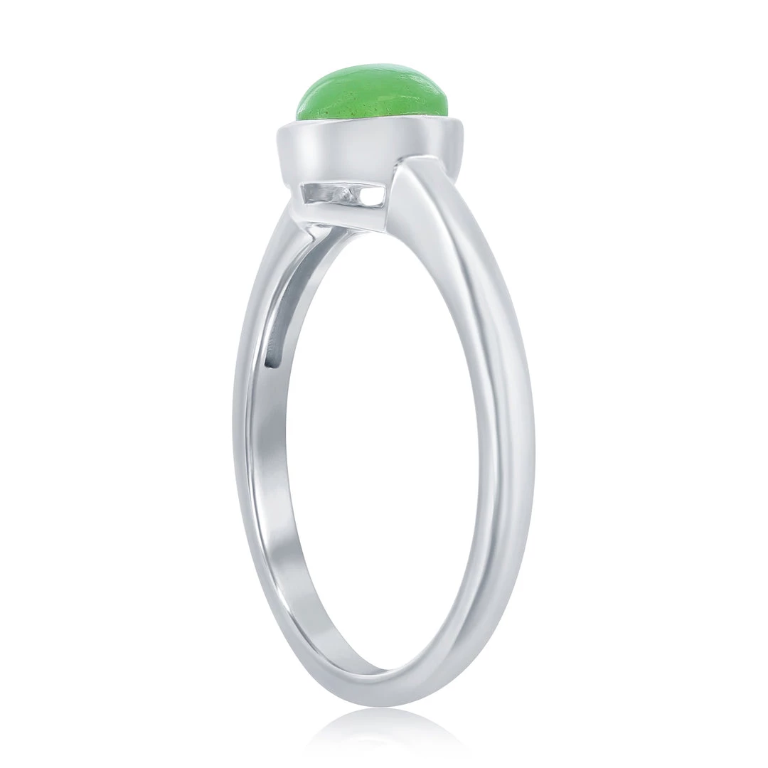 Simona women Sterling Silver 6MM Round Jade Solitaire Ring 4 Simona women Sterling Silver 6MM Round Jade Solitaire Ring - Image 2