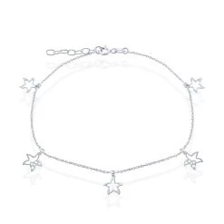 Simona women Sterling Silver Dangling Starfish Cut-Out Anklet