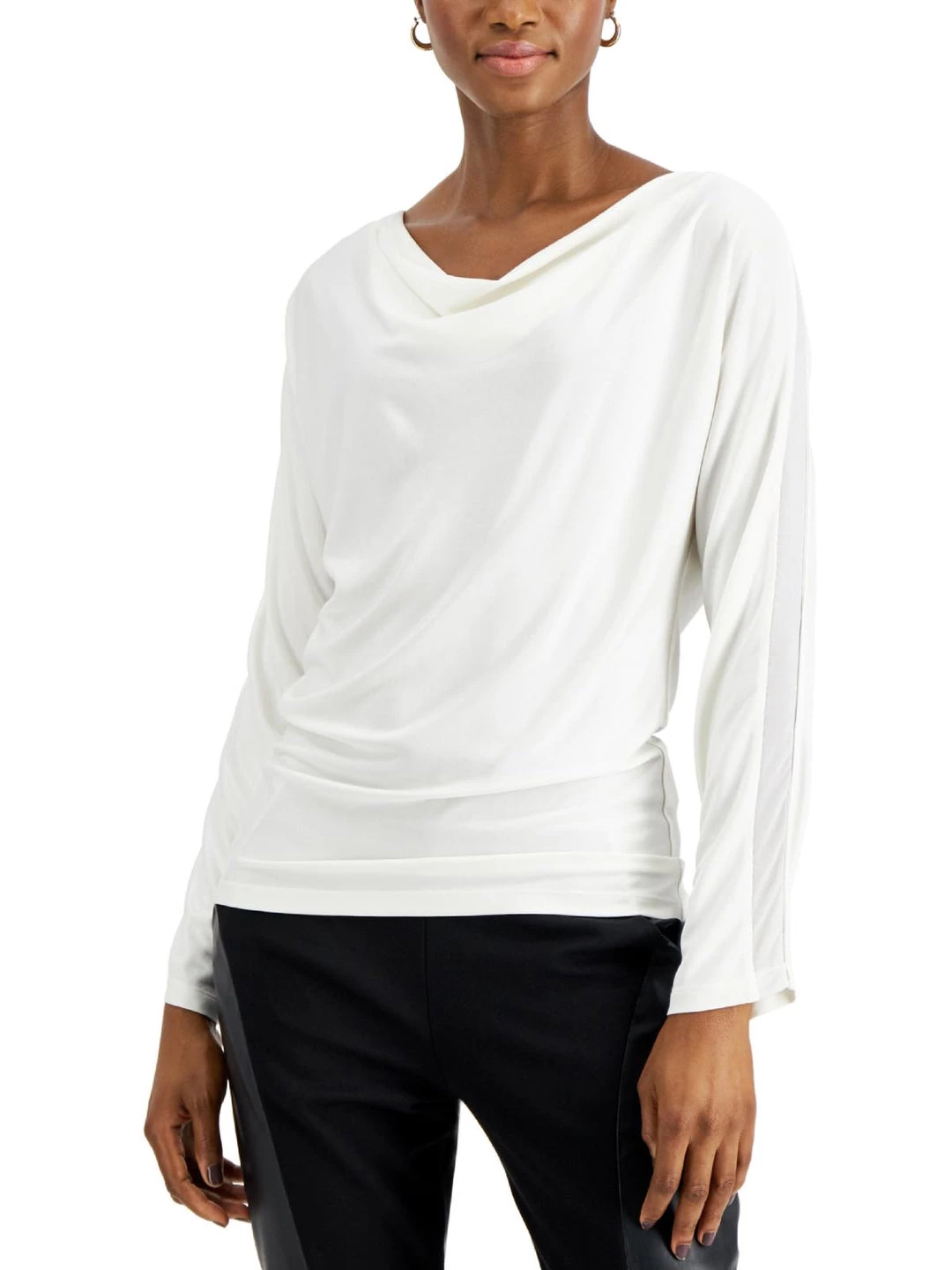 Donna Karan Womens Mesh Trim Cowlneck Pullover Top 3 Donna Karan Womens Mesh Trim Cowlneck Pullover Top