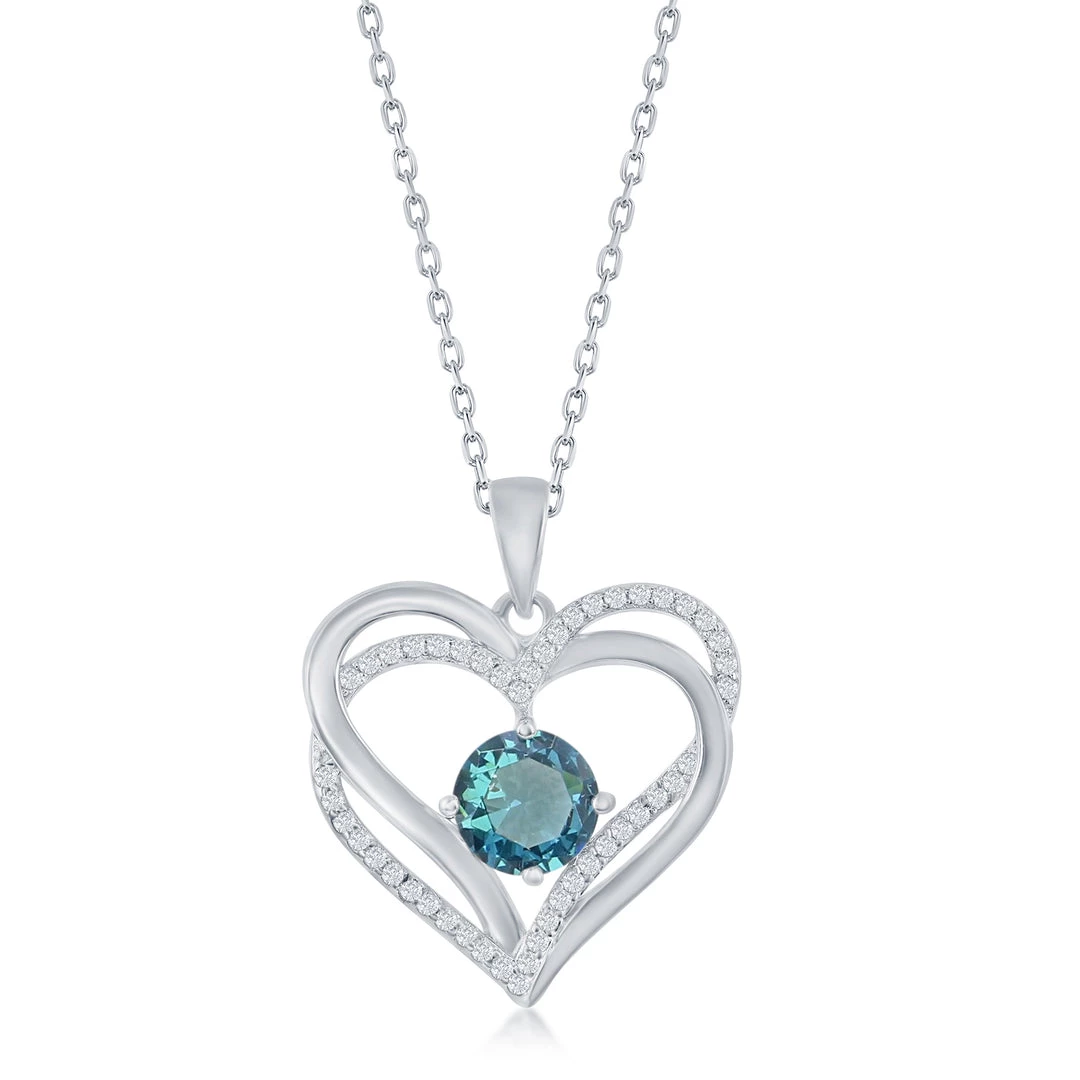 Simona women Sterling Silver Double Heart CZ Pendant w/Chain 11 Simona women Sterling Silver Double Heart CZ Pendant w/Chain - Image 9
