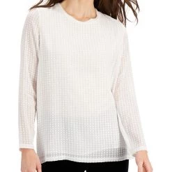 Donna Karan Womens Sequined Illusion Pullover Top