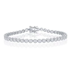 Simona shop 36 Simona women Sterling Silver 4mm Round CZ Tennis Bracelet