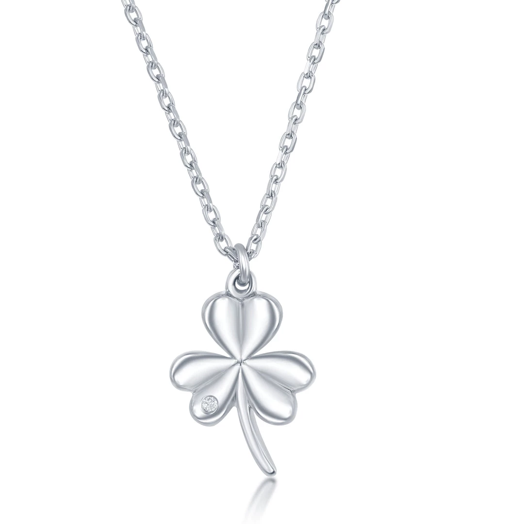 Simona women Sterling Silver 0.0075cttw Diamond Three Leaf Clover Necklace 3 Simona women Sterling Silver 0.0075cttw Diamond Three Leaf Clover Necklace