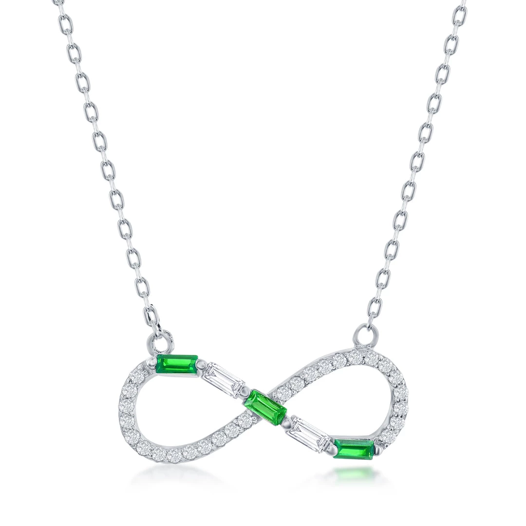 Simona women Sterling Silver Round & Baguette CZ Infinity Necklace - Simulated Gem 4 Simona women Sterling Silver Round & Baguette CZ Infinity Necklace - Simulated Gem - Image 2