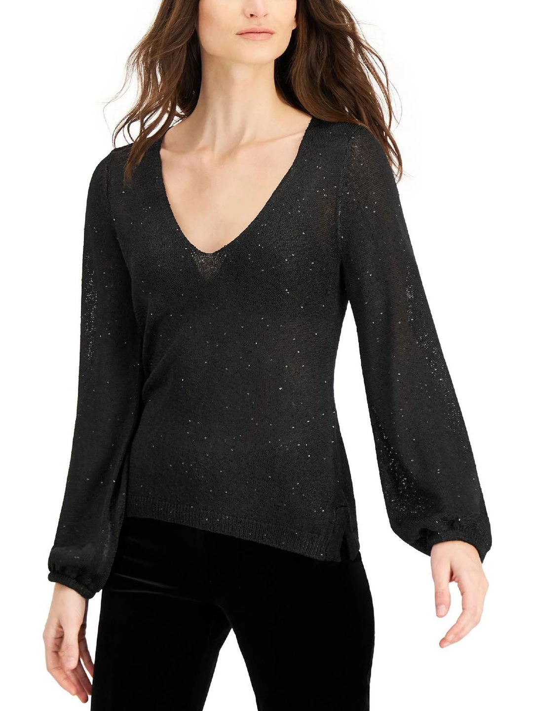 Donna Karan Womens Knit Sequined Pullover Sweater 3 Donna Karan Womens Knit Sequined Pullover Sweater