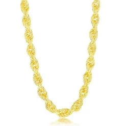 Simona Sterling Silver 9.5mm Loose Rope w/CZ Statement Lock Necklace