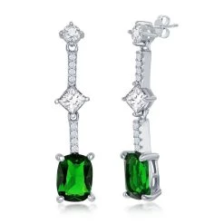 Simona women Sterling Silver White & Cushion-Cut CZ Earrings - Simulated