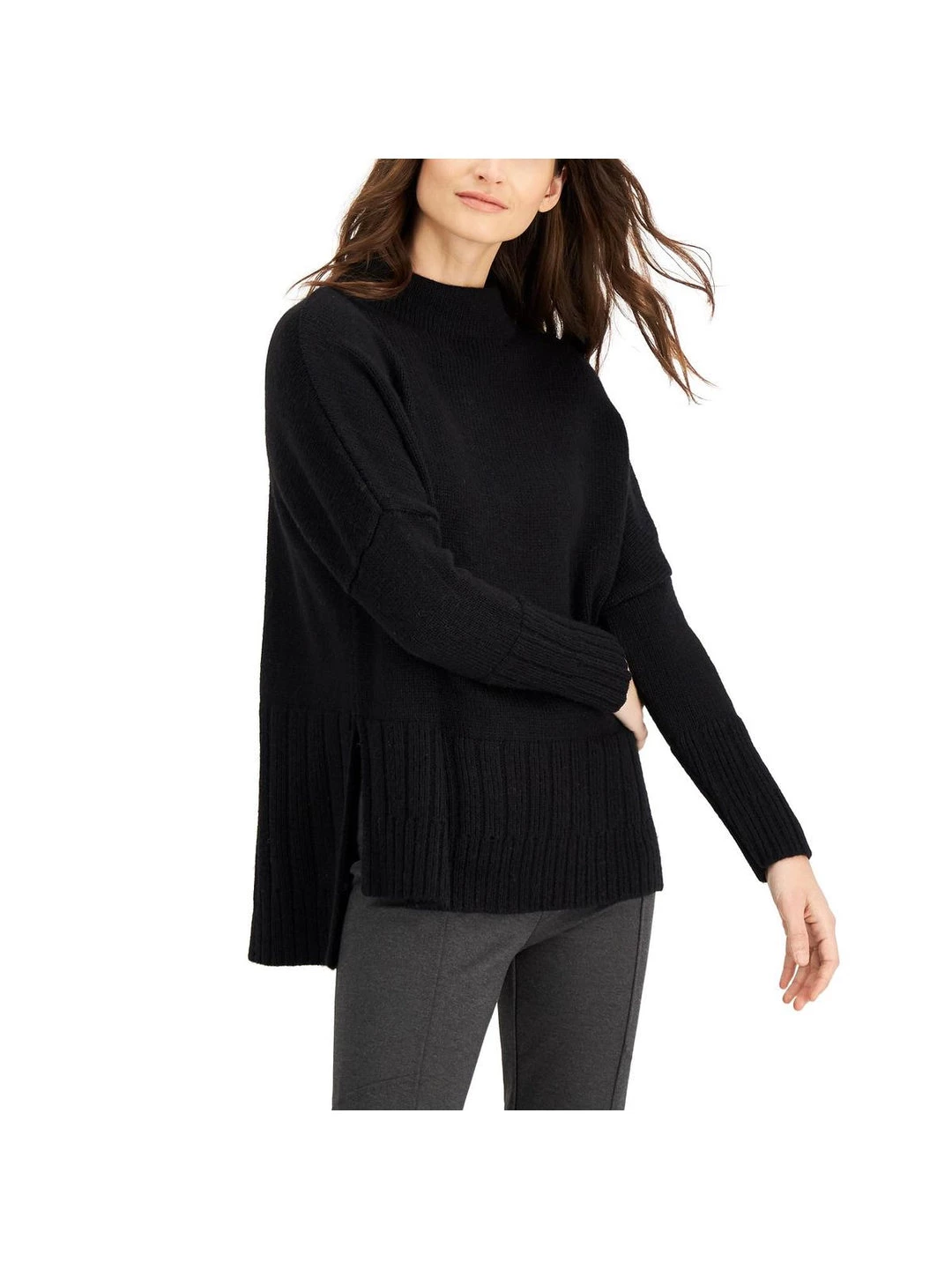 Donna Karan Indigo Sunset Womens Wool Blend Hi-Low Pullover Sweater 2 Donna Karan Indigo Sunset Womens Wool Blend Hi-Low Pullover Sweater