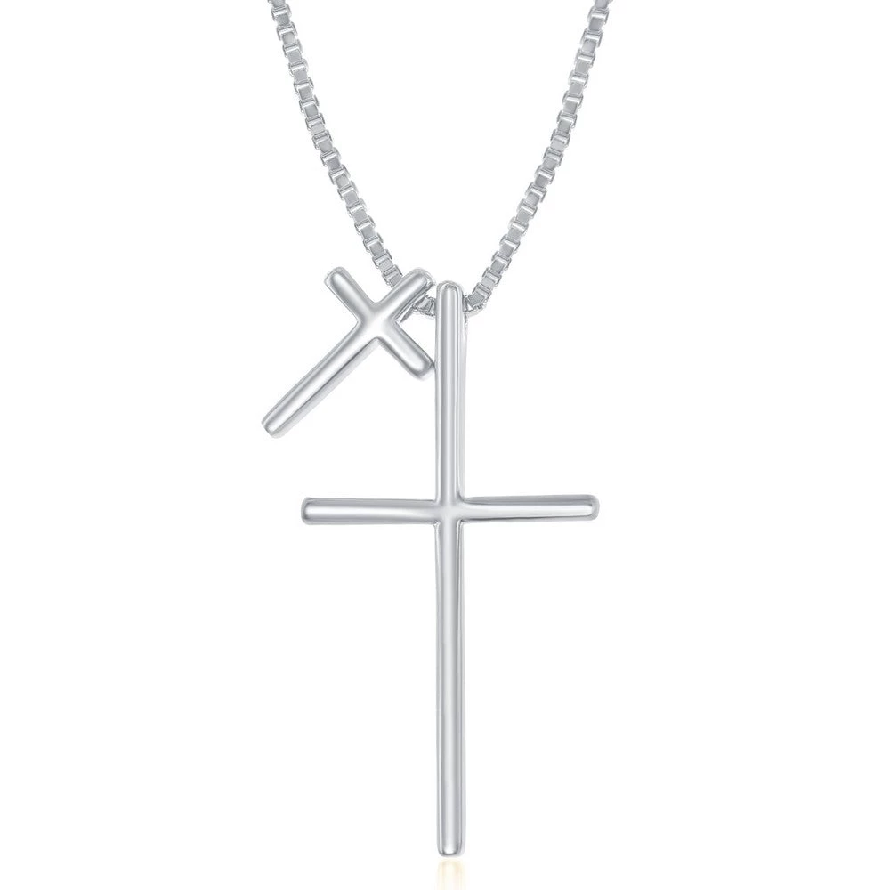 Simona women Sterling Silver Double Cross Necklace - Rose Gold Plated 5 Simona women Sterling Silver Double Cross Necklace - Rose Gold Plated - Image 3
