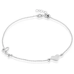 Simona women Sterling Silver Heart and LOVE Anklet