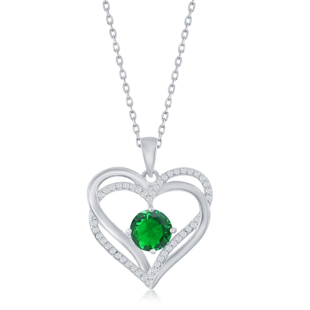 Simona women Sterling Silver Double Heart CZ Pendant w/Chain 5 Simona women Sterling Silver Double Heart CZ Pendant w/Chain - Image 3