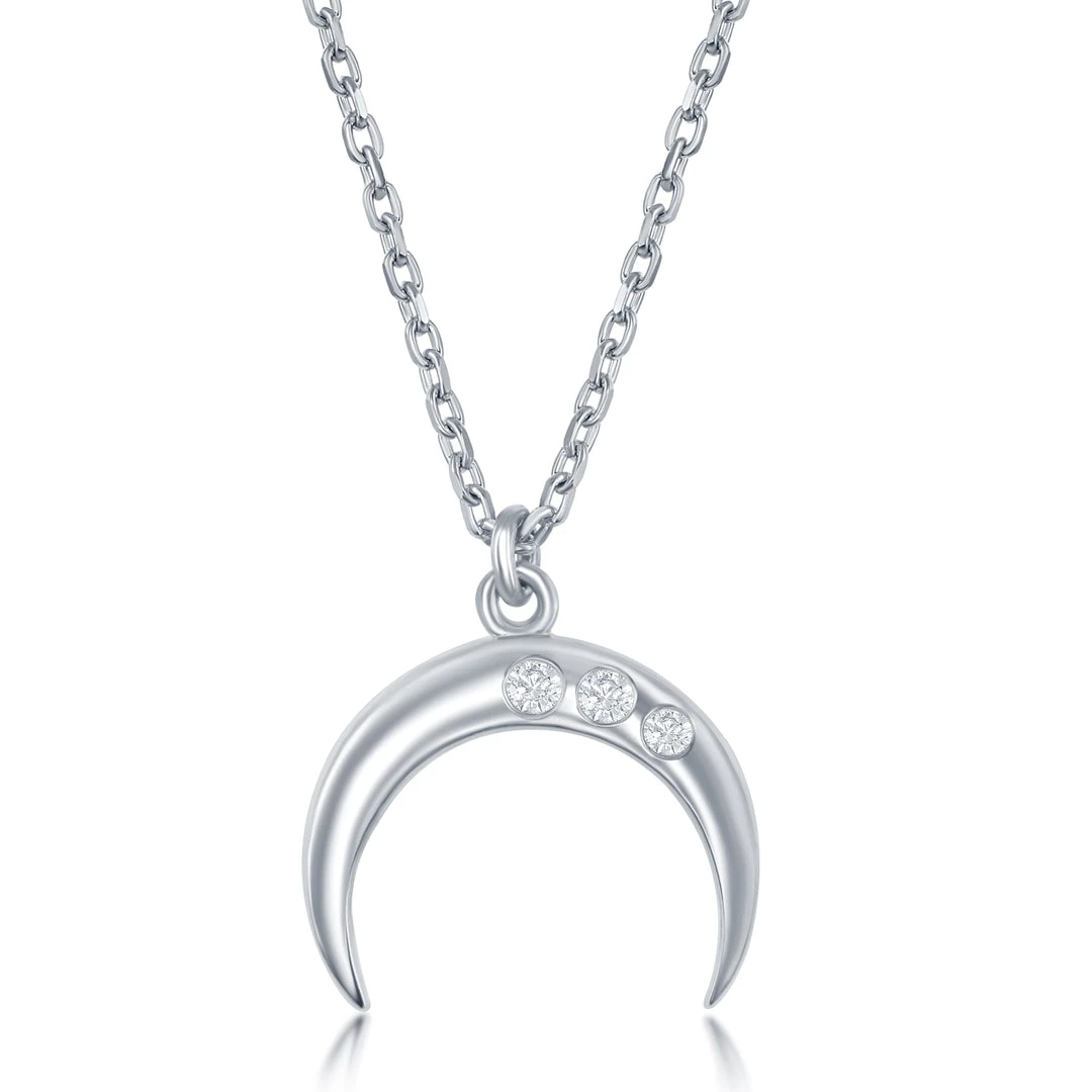 Simona women Sterling Silver 0.06cttw Diamond Italian Horn Necklace 3 Simona women Sterling Silver 0.06cttw Diamond Italian Horn Necklace