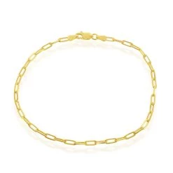 Simona women Sterling Silver 2.8mm Paper Clip Anklet - Gold Plated