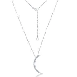 Simona women Sterling Silver Thin Crescent Moon Necklace