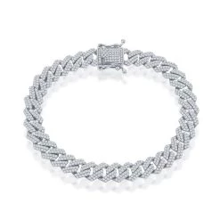 Simona men Sterling Silver 8mm Micro Pave Monaco Bracelet
