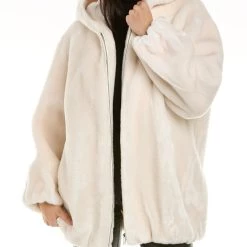women Donna Karan Plush Hooded Coat