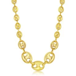 Simona women Sterling Silver Graduated Puffed Marina Necklace - Gold Plated
